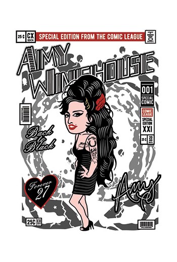 Amy Winehouse 80s Comic Style T-shirt