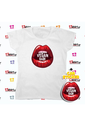 Vegan Babe www.eshirt.gr + vinyl Sticker