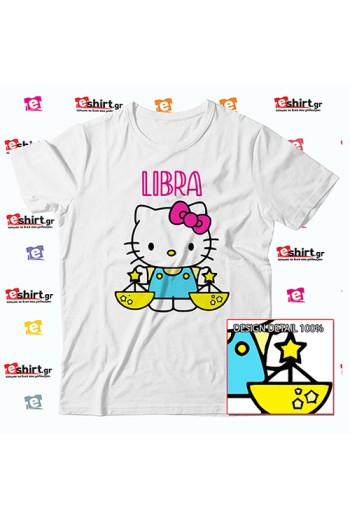 Ζυγός 🐱⚖️ / Hello Libra cat tshirt– ισορροπία, γοητεία και γλύκα σε κάθε γουλιά ☕💫 Ζυγός Hello Kitty