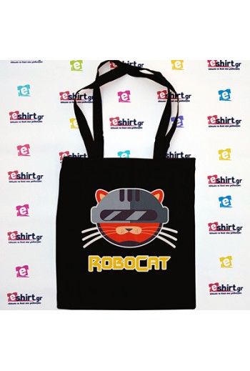Υφασμάτινη τσάντα ROBOCAT. Μισός γάτα μισός ρομπότ.