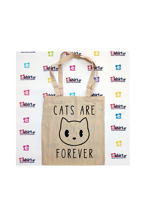 Tote bag “Cats Are Forever” με χαριτωμένο γατί και τρυφερό μήνυμα. Μόνο στην eshirt.gr