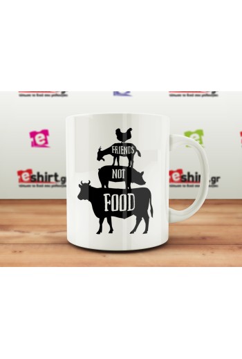 Friends Not Food κούπα, vegan δώρο, cruelty free mug, vegan lifestyle, vegan mug