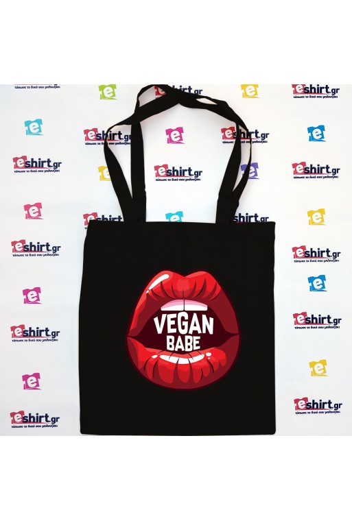 Vegan Babe, tote bag, animal rights, lifestyle, love animals, τσάντα βίγκαν