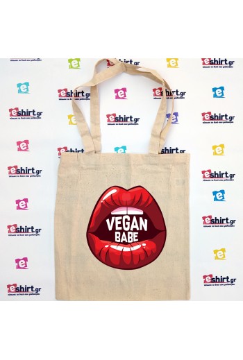 Vegan Babe, tote bag, animal rights, lifestyle, love animals, τσάντα βίγκαν
