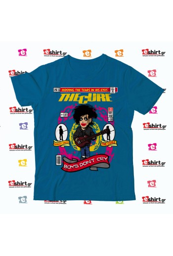 The Cure Boys Don’t Cry T-shirt με cartoon Robert Smith σε 80s comic style
