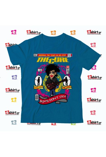 The Cure Boys Don’t Cry T-shirt με cartoon Robert Smith σε 80s comic style