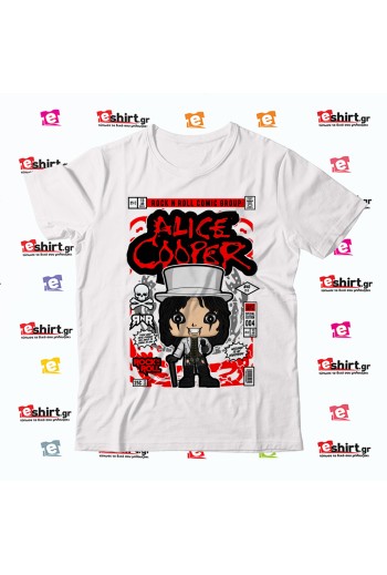 Alice Cooper 80s comic T-shirt for classic rock fans