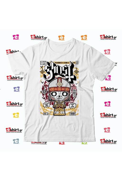 Ghost T-shirt with dark 80s comic book cover artwork