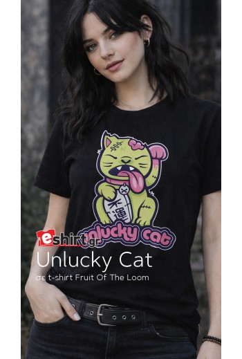 Photo of a girl with the Unlucky Cat T-shirt