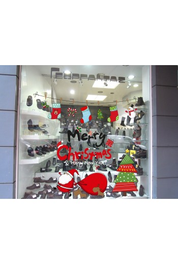 Illustrative arrangement of the Christmas design on a shop window measuring 2 metres wide.