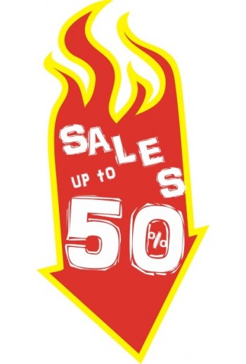 Εκπτωτικά Αυτοκόλλητα Βιτρίνας Flaming Sales Α06 | 55×120