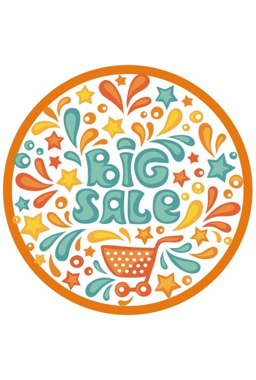 Στρογγυλό Αυτοκόλλητο  Βιτρίνας Big Sale Α07 58 εκ. | Εκπτώσεις